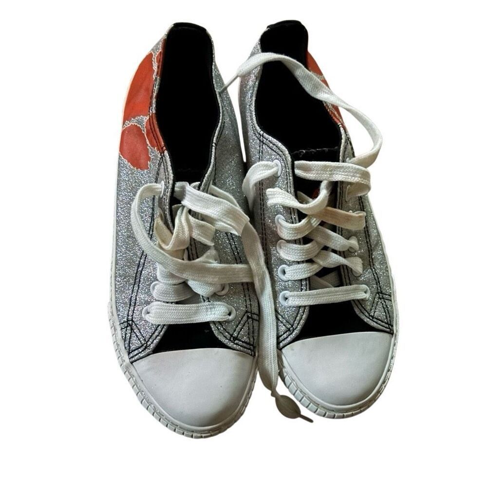 ⁠Clemson Tigers Womens Size 8 FOCO Silver Glitter Low Top Canvas Sneakers Shoes⁠